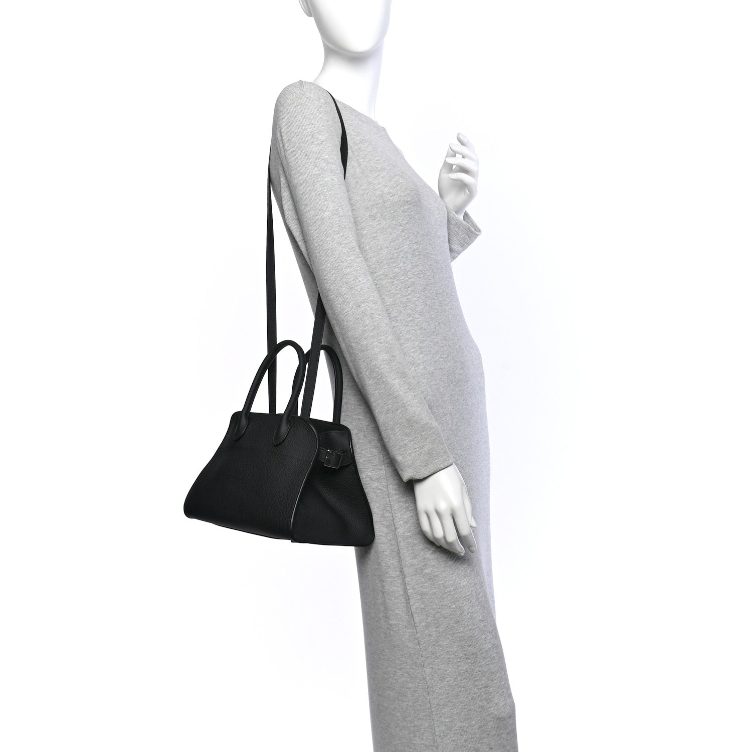 The Row Grained Calfskin Soft Margaux 10 Bag Black 2 of 9
