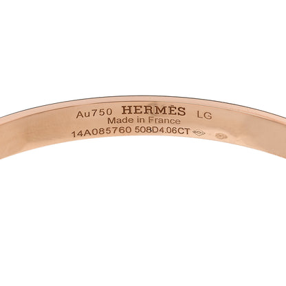 Hermes 18K Rose Gold Diamond PM Collier De Chien Full Pave Bracelet LG 3 of 3