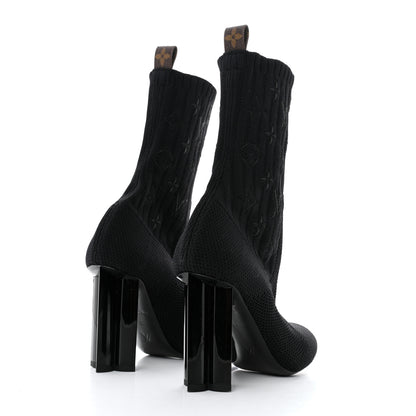 Louis Vuitton Monogram Stretch Fabric Silhouette Ankle Boots 36 Black 4 of 7