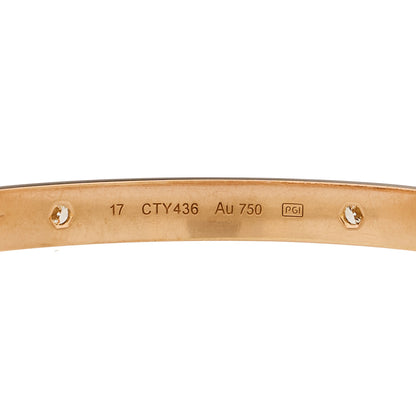 Cartier 18K Pink Gold 4 Diamond LOVE Bracelet 17 3 of 6