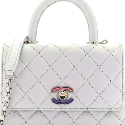 Chanel Iridescent Caviar Quilted Extra Mini Coco Handle Flap Light Blue 8 of 10