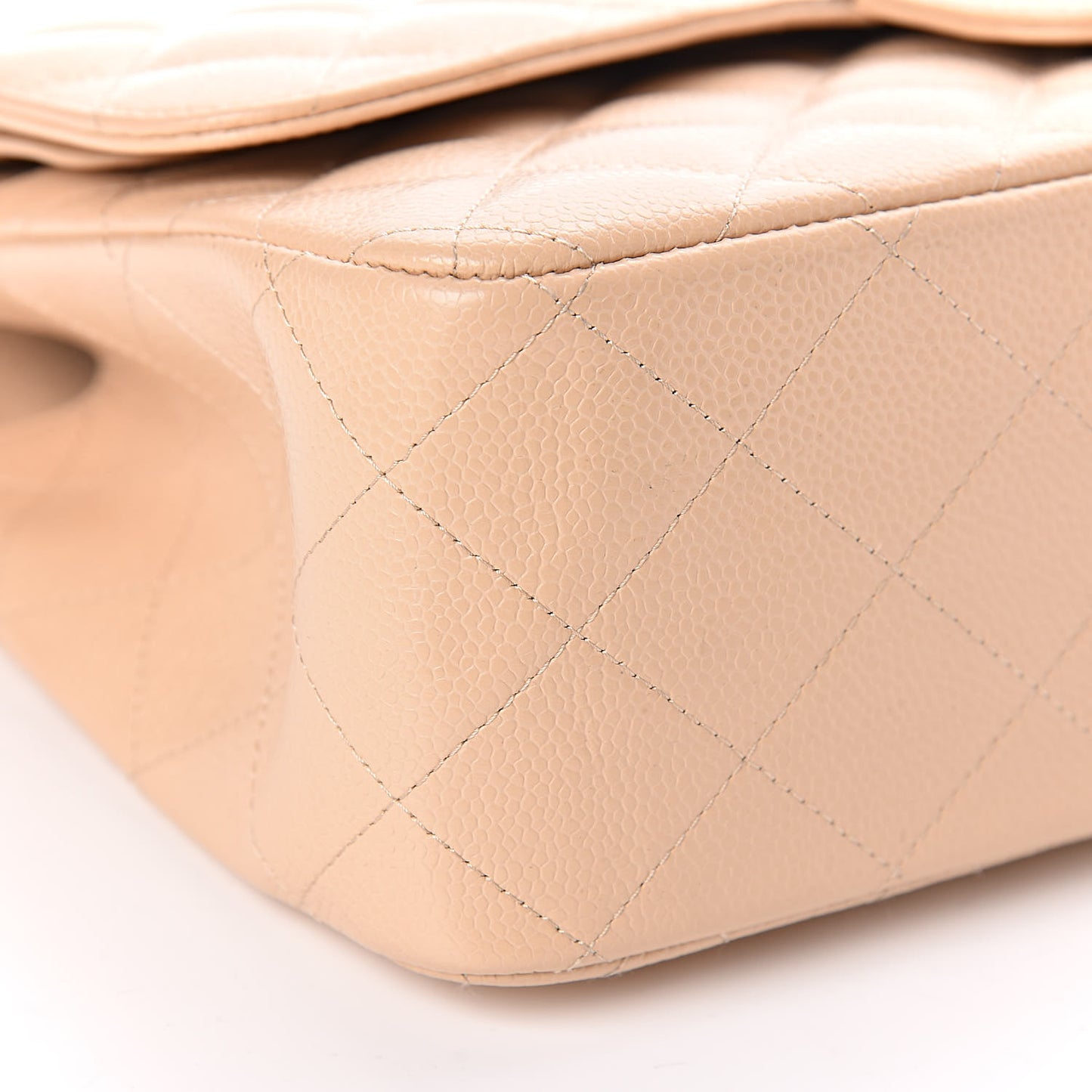 Caviar Quilted Jumbo Double Flap Beige