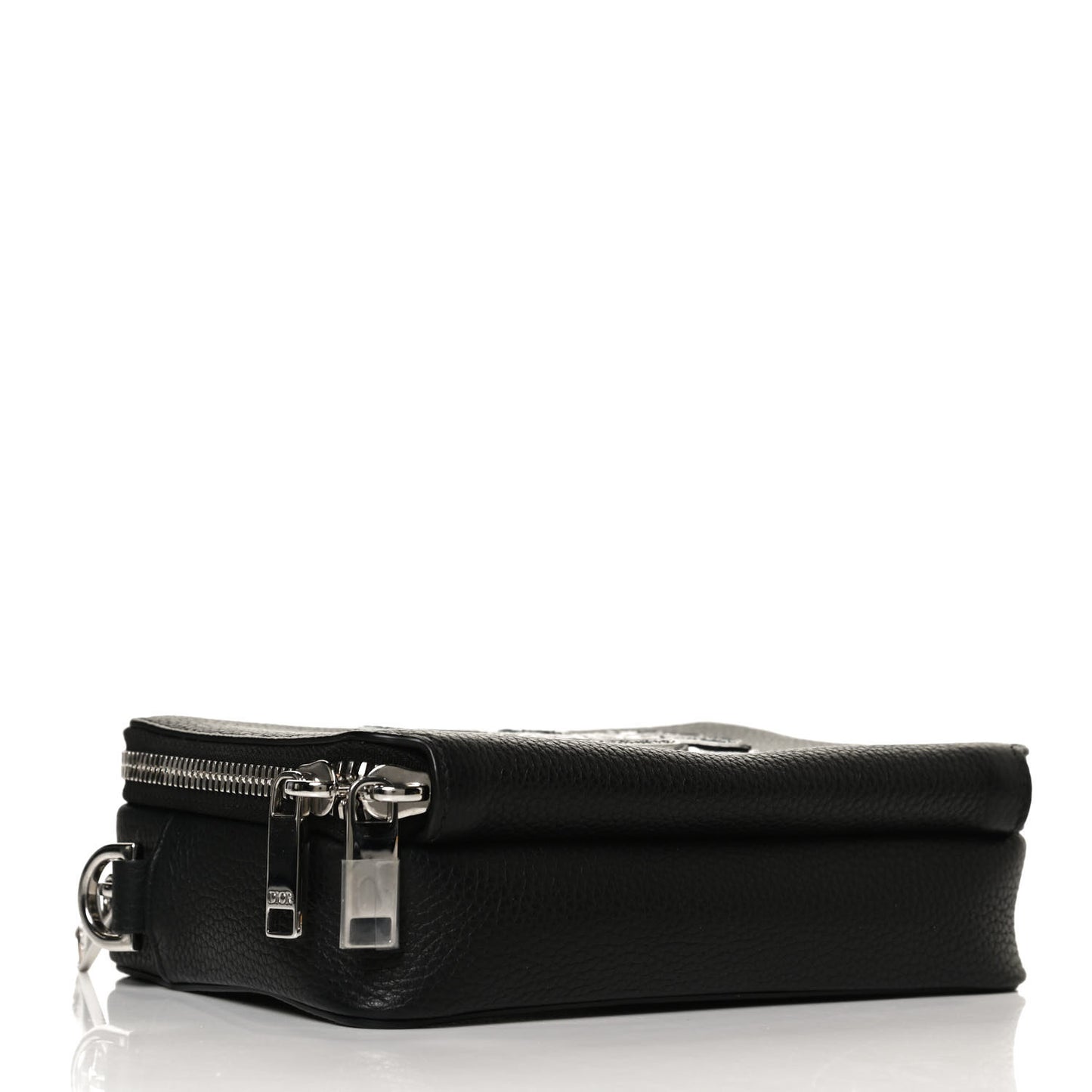 X SHAWN STUSSY Grained Calfskin Double Zip Crossbody Pouch Black
