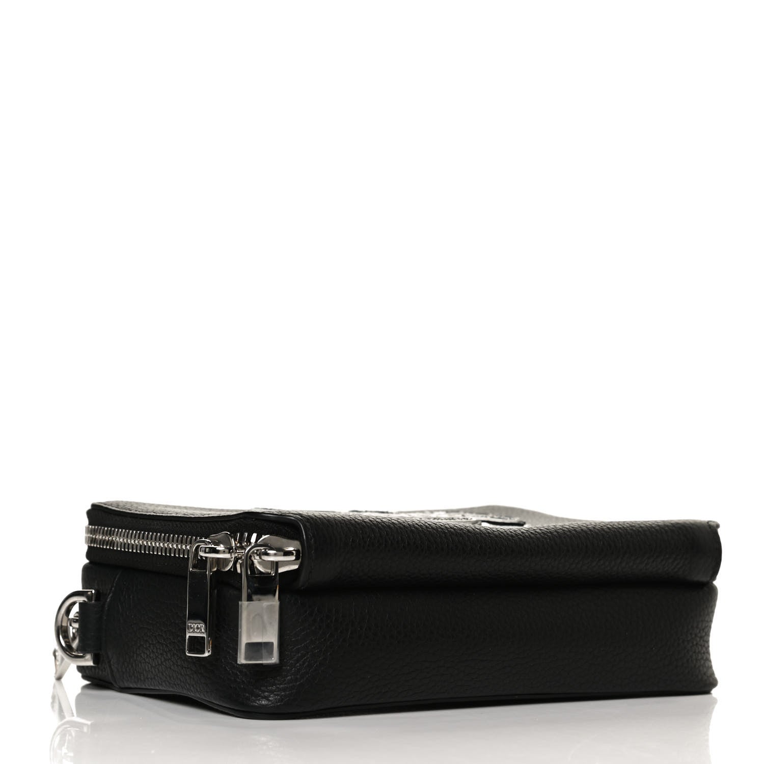 Christian Dior X SHAWN STUSSY Grained Calfskin Double Zip Crossbody Pouch Black 3 of 10