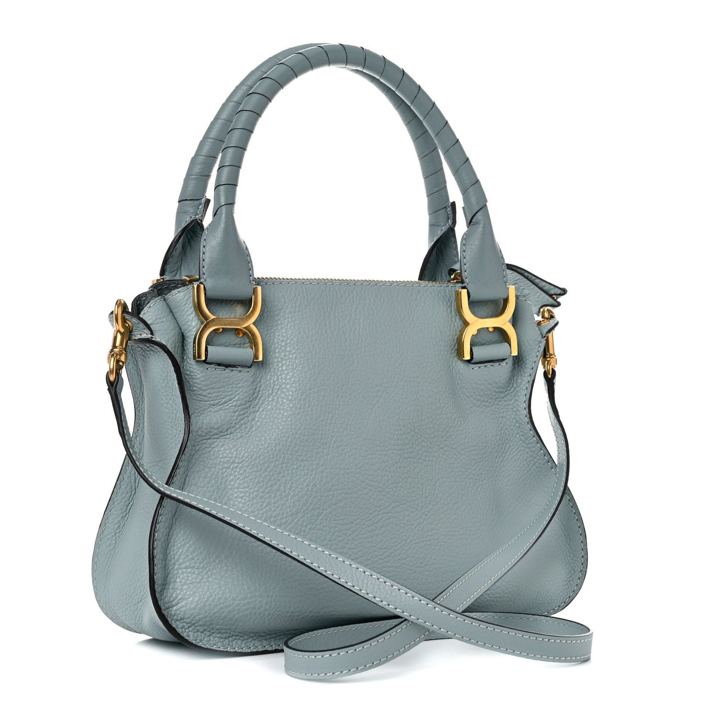 Calfskin Small Marcie Satchel Faded Blue