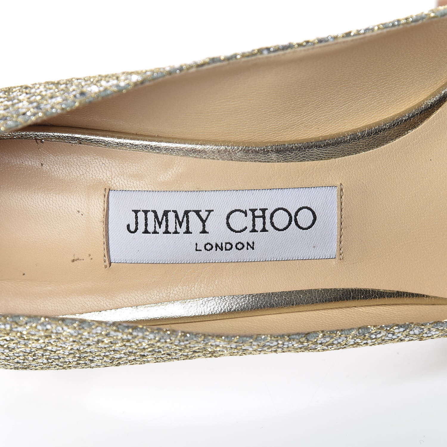 Jimmy Choo Glitter Crystal Marvel 100 Pumps 38 Champagne 6 of 13