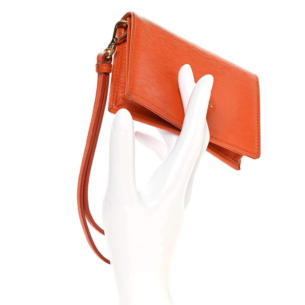 Vitello Move Metal Wristlet Card Holder Papaya