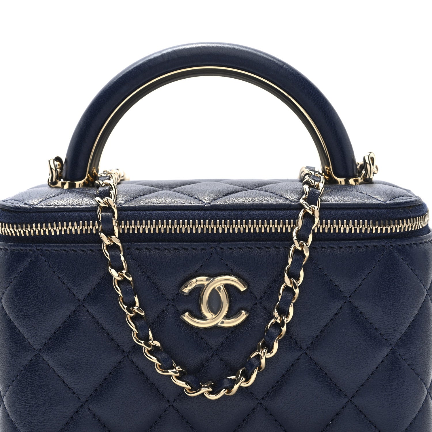 Chanel Lambskin Quilted Small Charming Top Handle Vanity Case With