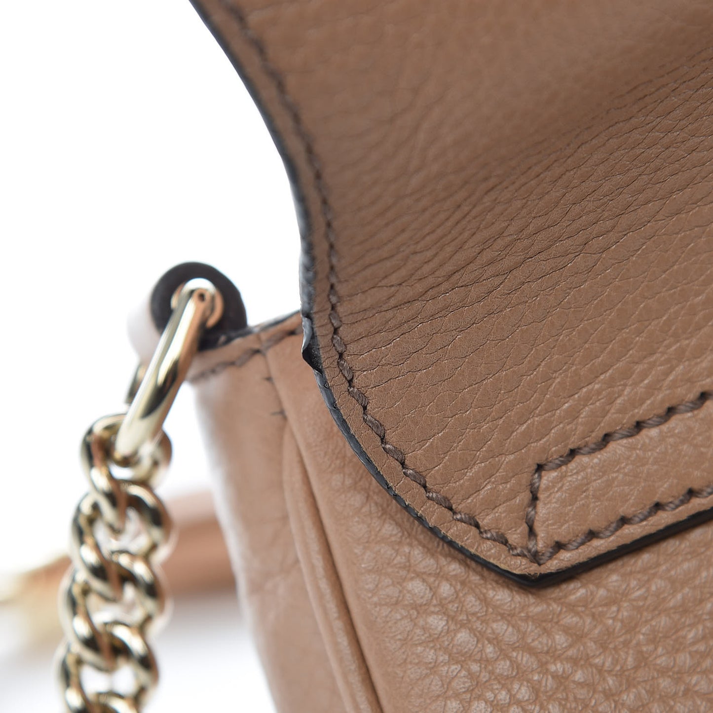 Pebbled Calfskin Medium Soho Flap Crossbody Camelia