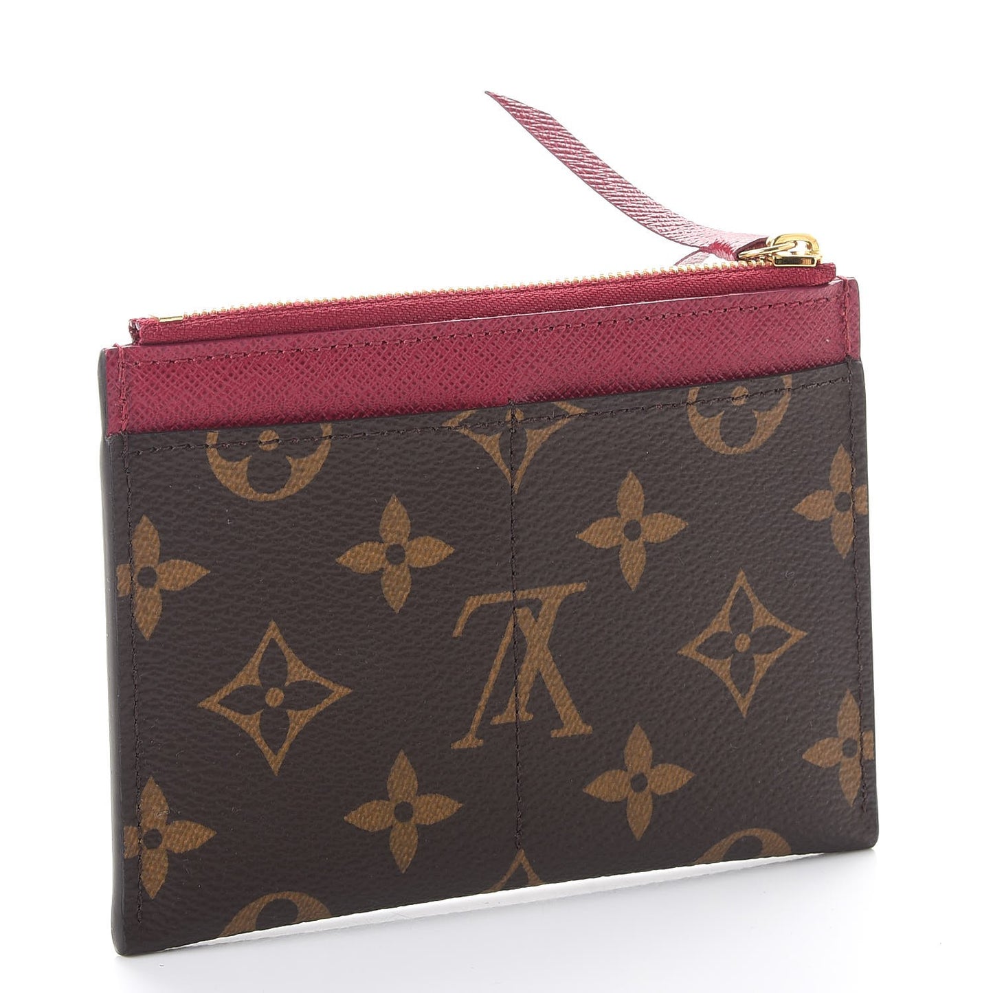 Monogram Zipped Card Holder Fuchsia