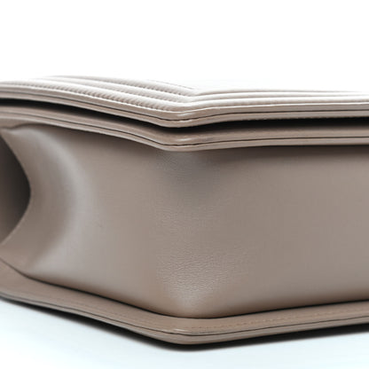 Chanel Calfskin Chevron Quilted New Medium Boy Flap Taupe 8 of 9