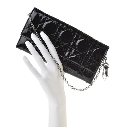 Christian Dior Patent Cannage Rendez-vous Chain Wallet Black 2 of 7