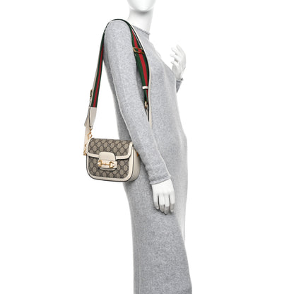 Gucci GG Supreme Monogram Web Mini Horsebit 1955 Shoulder Bag Beige Mystic White 2 of 10