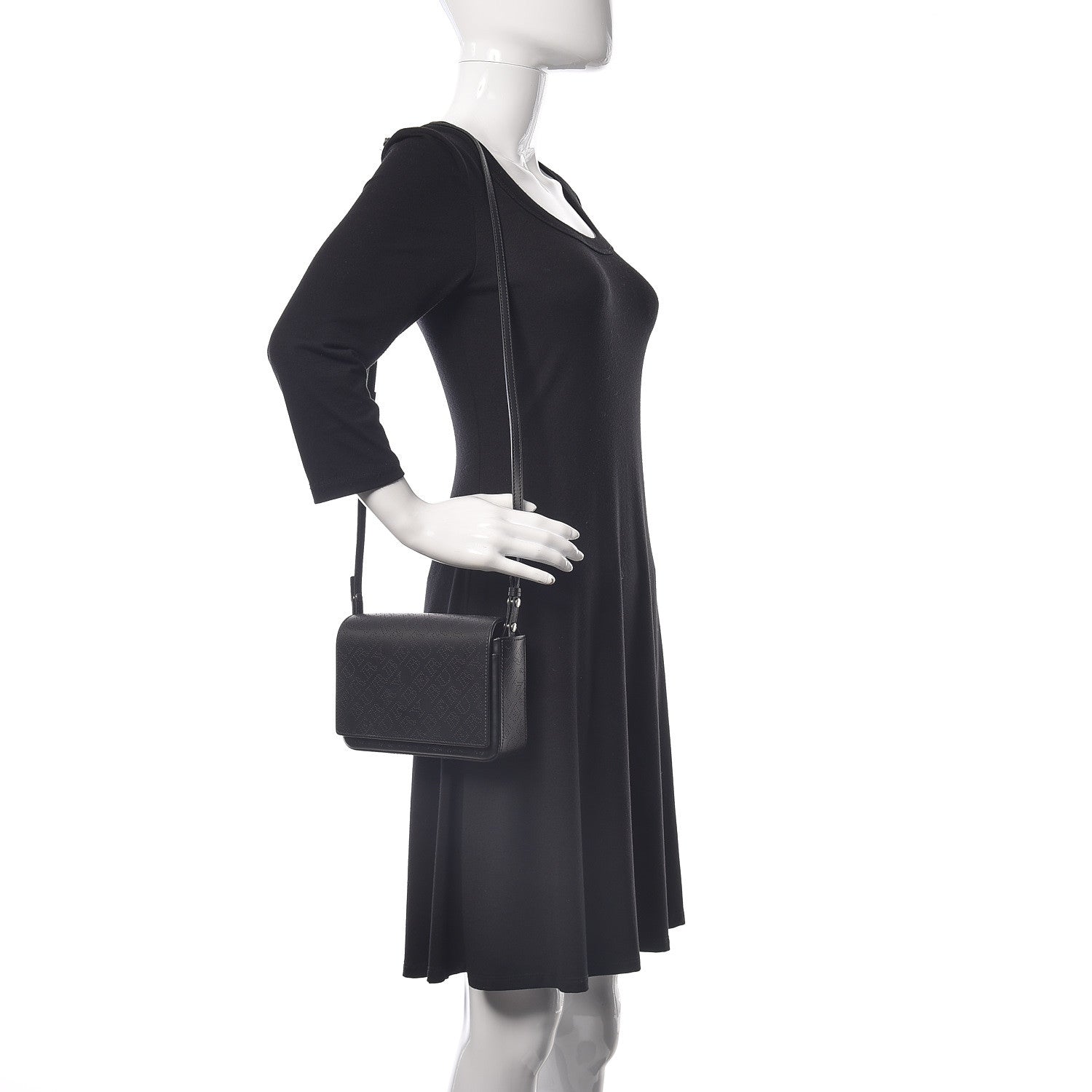 Burberry Calfskin Perforated Logo Hampshire Crossbody Black 2 of 10