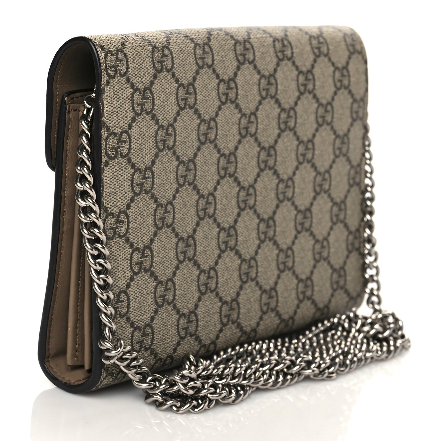 GG Supreme Monogram Mini Dionysus Chain Wallet Beige Black
