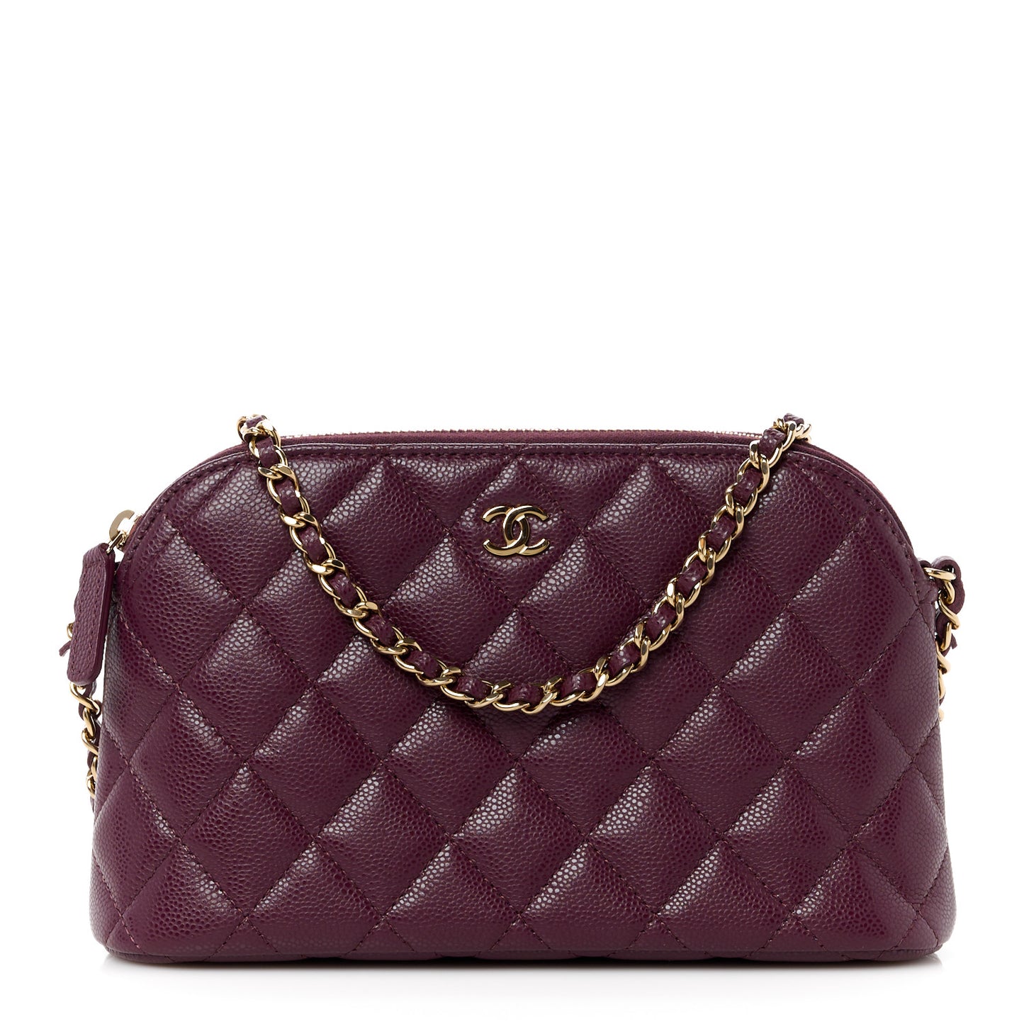 Caviar Quilted Classic Clutch With Chain Burgundy