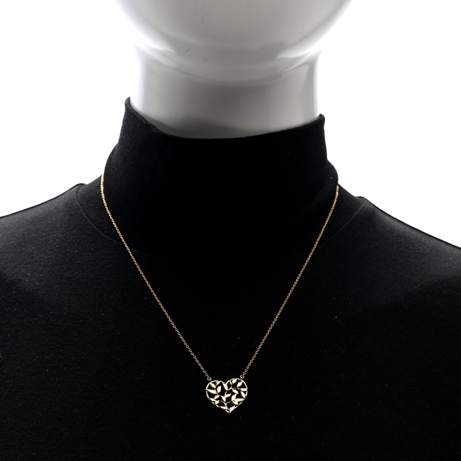 Tiffany 18K Rose Gold Paloma Picasso Olive Leaf Heart Pendant Necklace 2 of 4