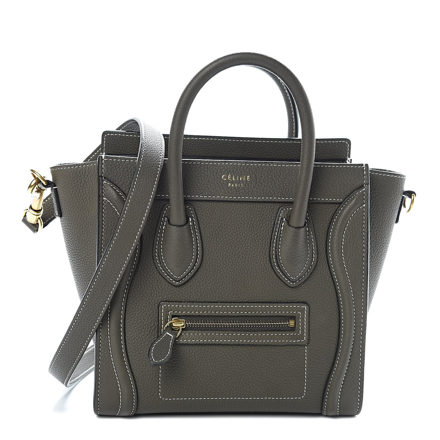 Drummed Calfskin Nano Luggage Stone