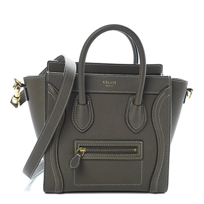 Celine Drummed Calfskin Nano Luggage Stone 1 of 12