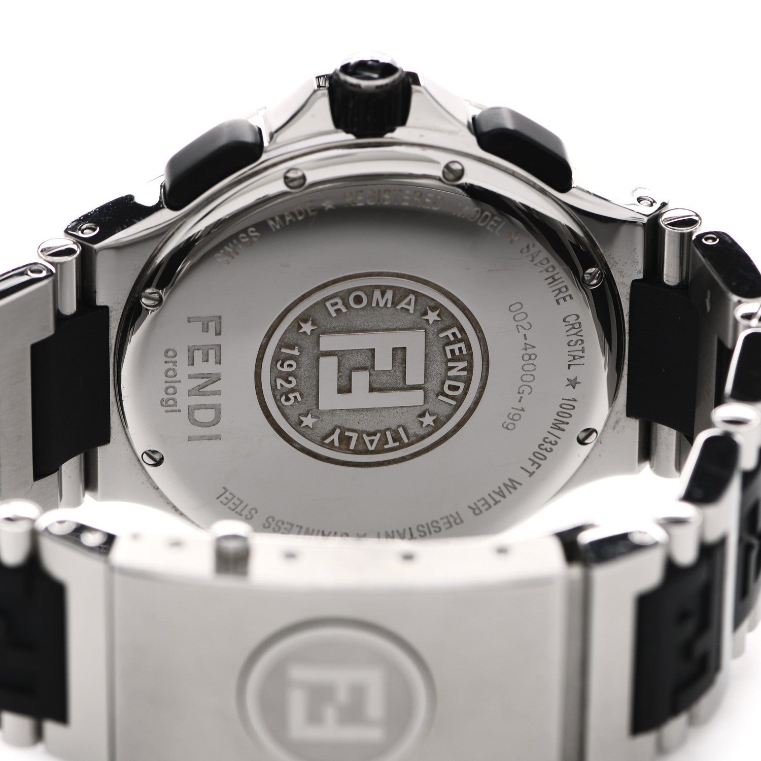 Fendi Stainless Steel Rubber 43mm Orologi Chronograph Quartz Watch 4 of 5