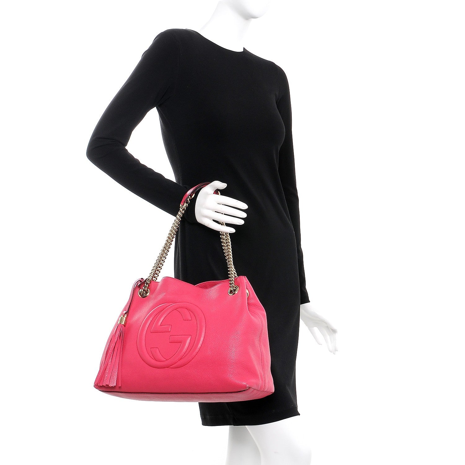 Gucci Pebbled Calfskin Medium Soho Chain Shoulder Bag Pink 2 of 11