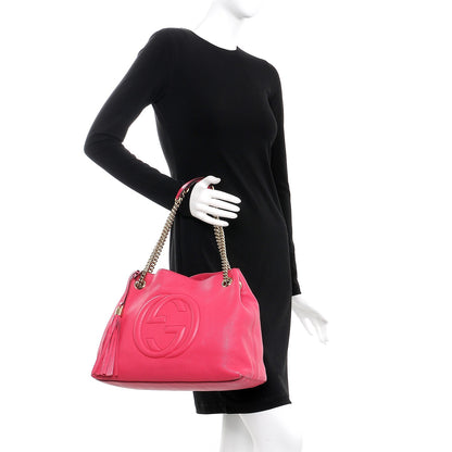 Gucci Pebbled Calfskin Medium Soho Chain Shoulder Bag Pink 2 of 11