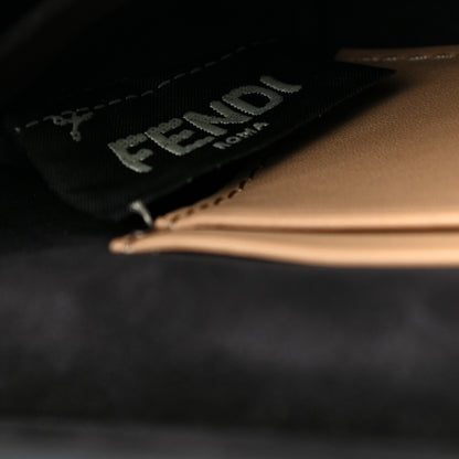Fendi Calfskin Striped Flowerland Bow Micro Double Baguette Brown Black White 7 of 13