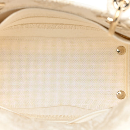 Christian Dior Canvas Around The World Stella Embroidered Medium Lady D-Lite White Gold 5 of 14