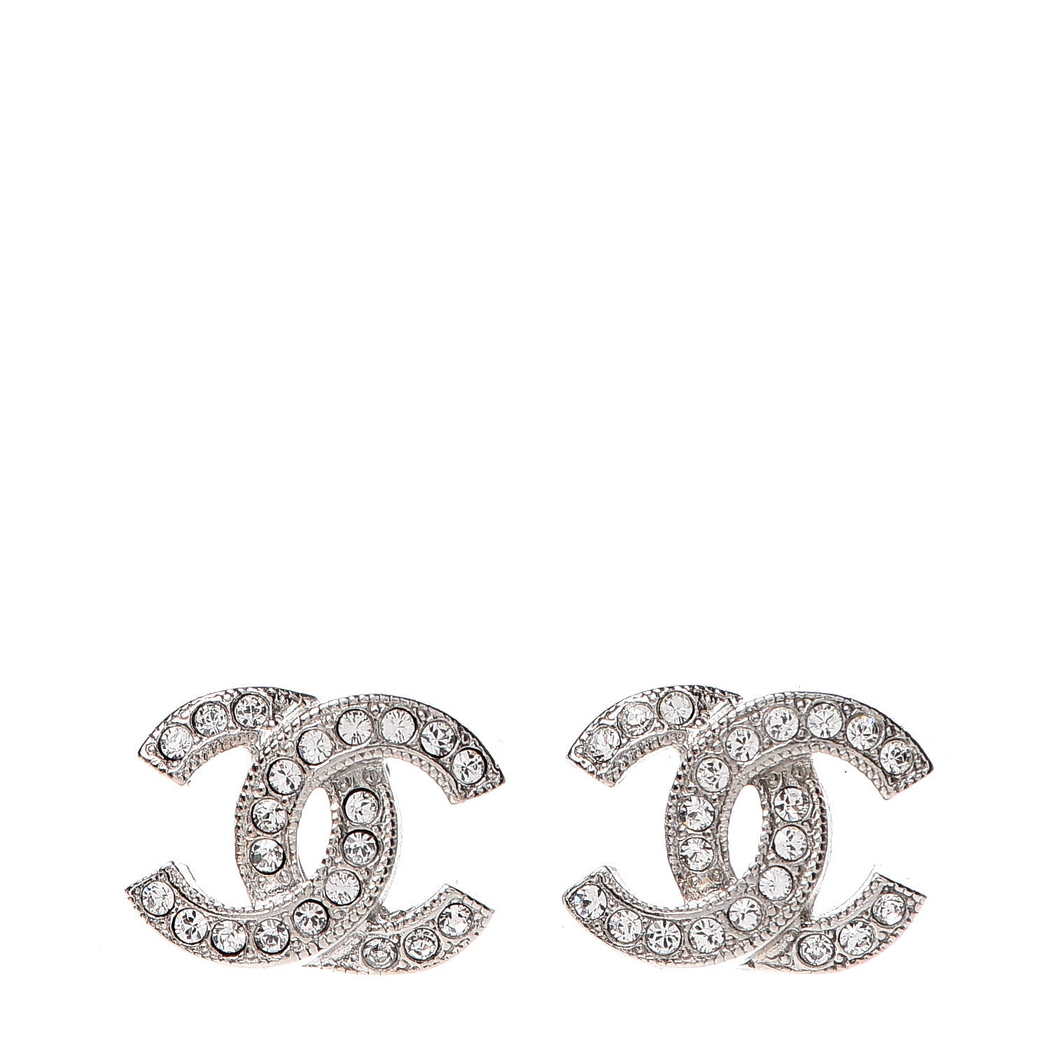 Chanel Crystal CC Earrings Silver 1 of 5