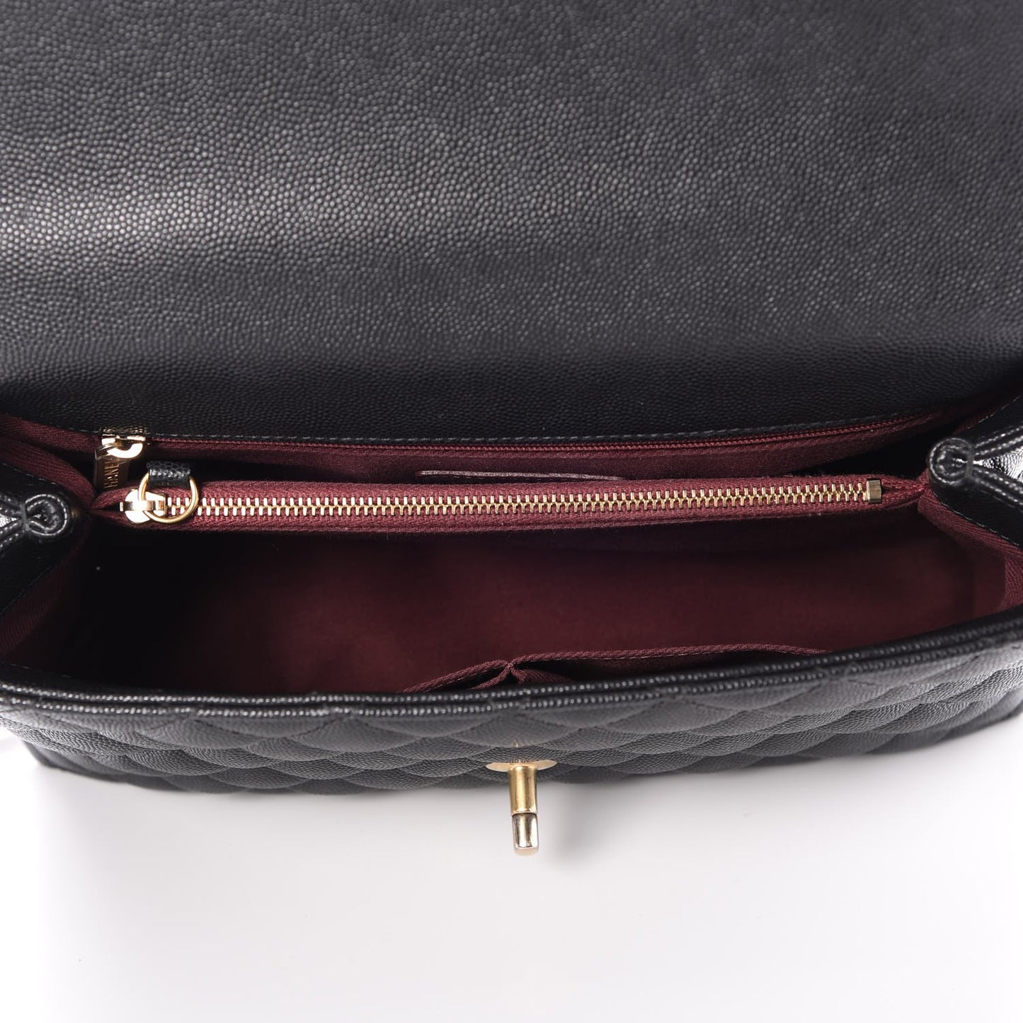 Caviar Quilted Small Coco Handle Flap Black