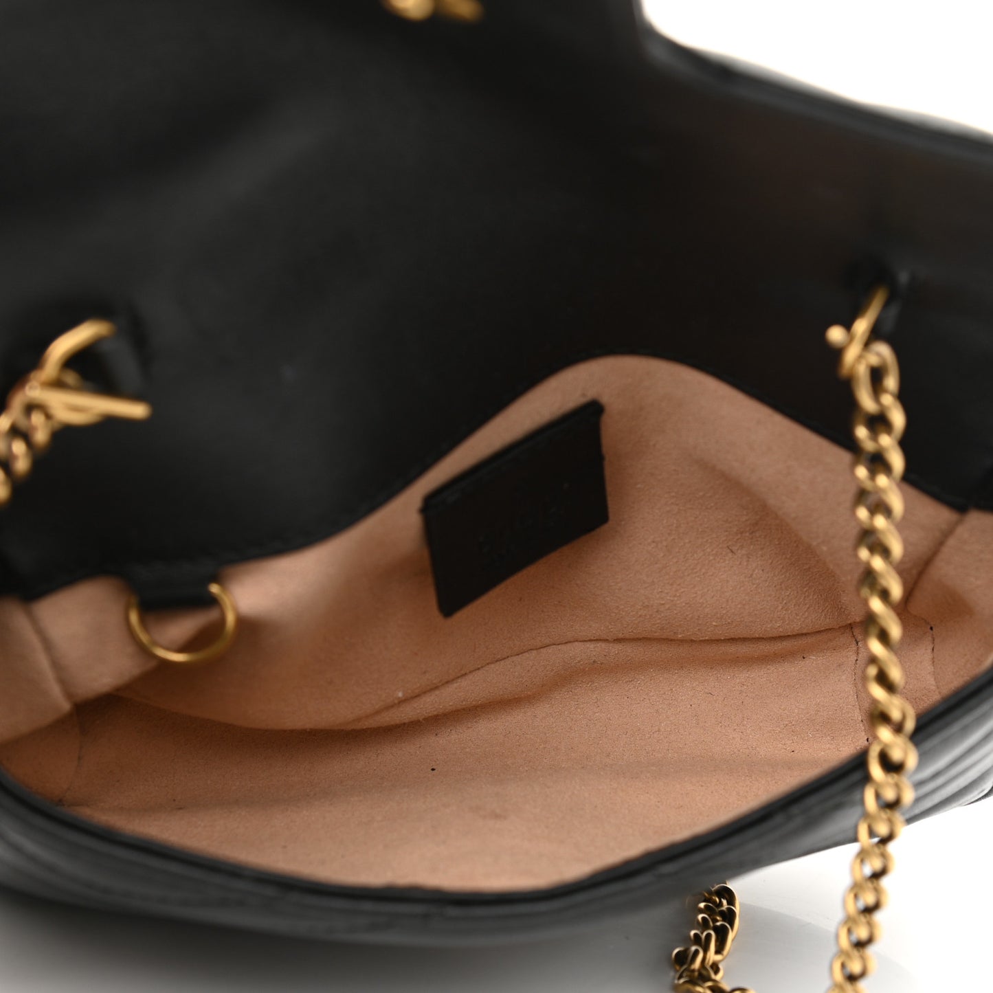 Calfskin Matelasse Super Mini GG Marmont Shoulder Bag Black