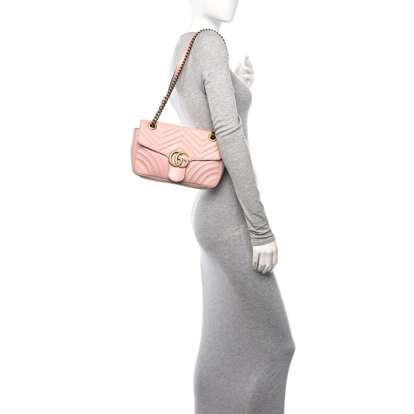 Calfskin Matelasse Small GG Marmont Shoulder Bag Perfect Pink
