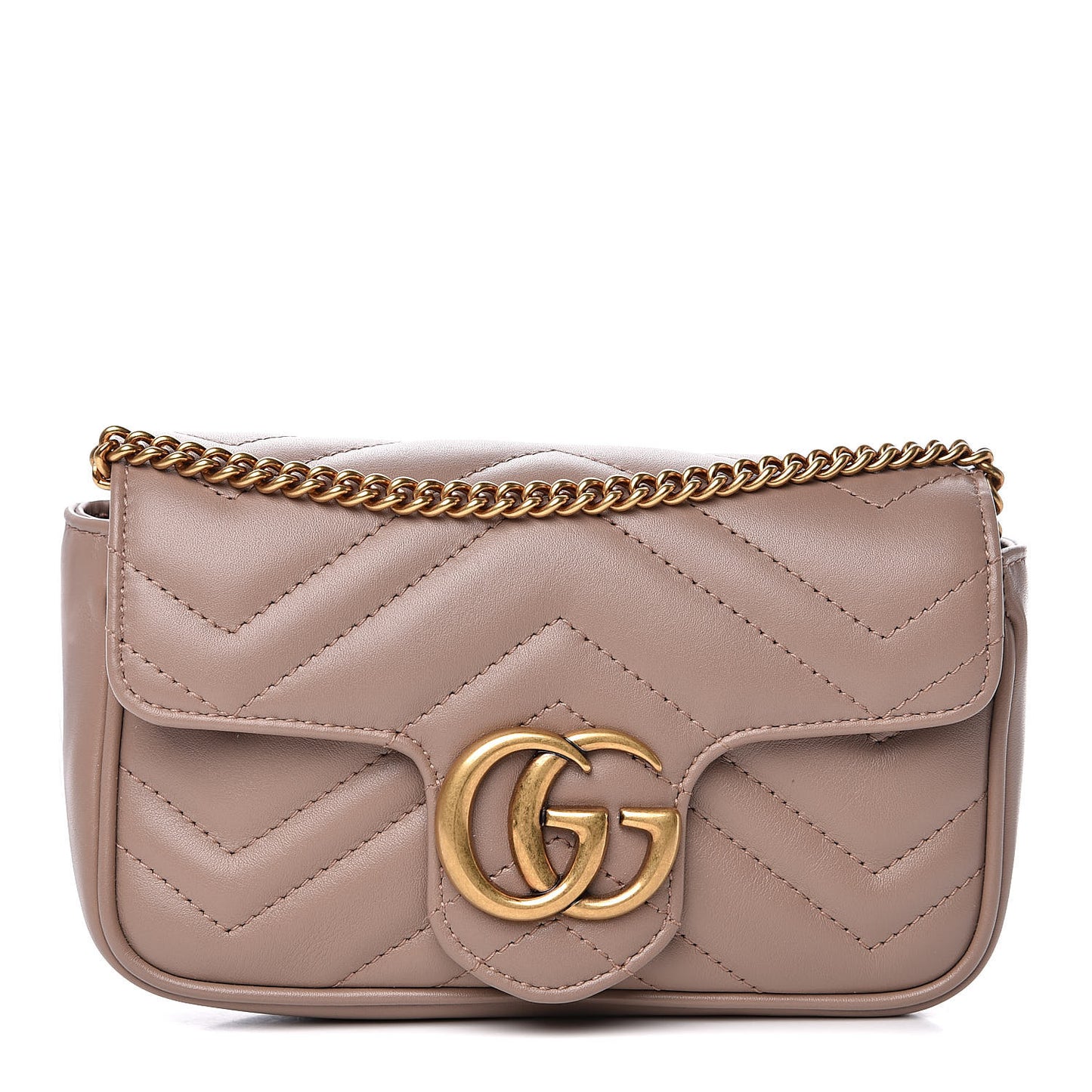 Calfskin Matelasse Super Mini GG Marmont Shoulder Bag Porcelain Rose