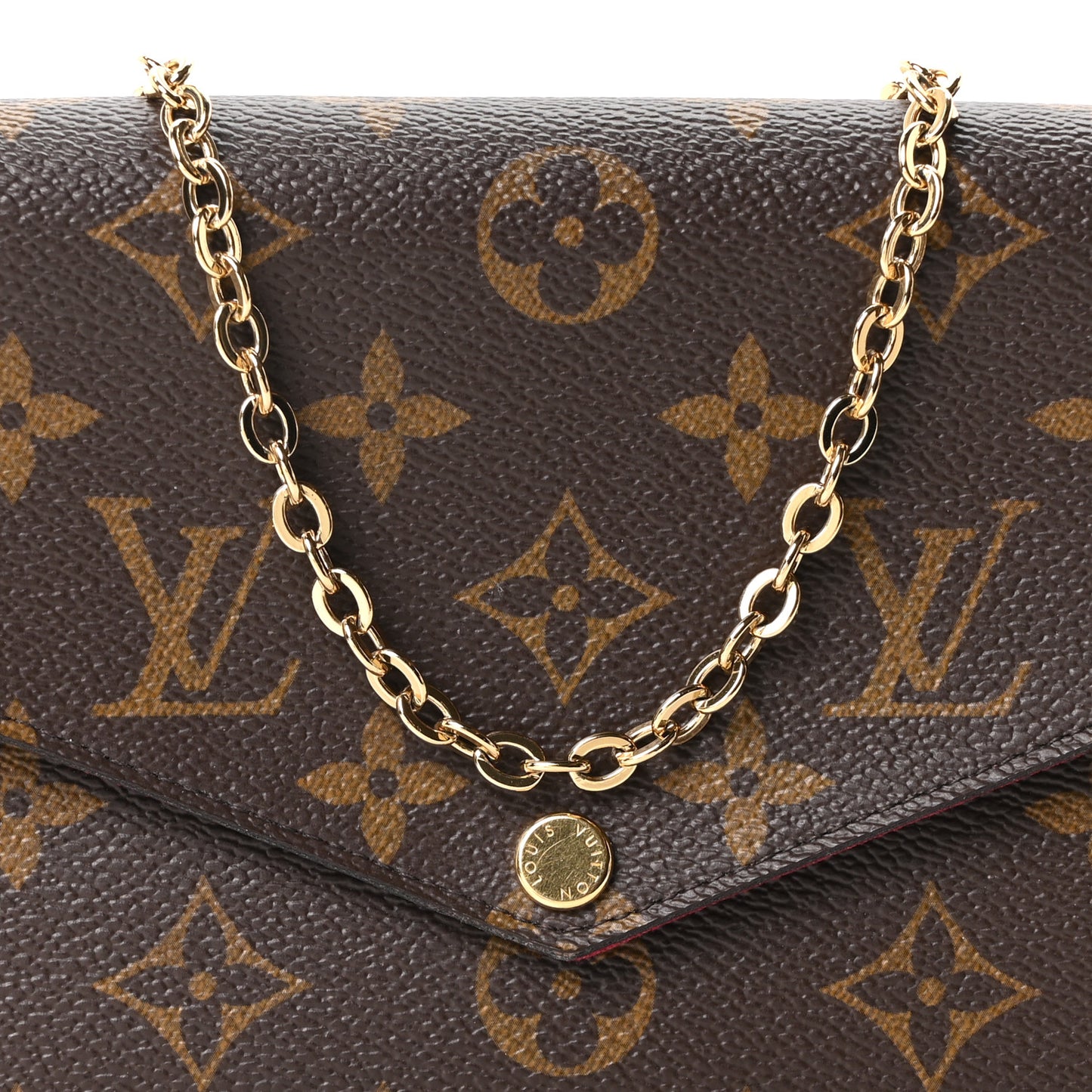 Monogram Pochette Felicie Chain Wallet Fuchsia