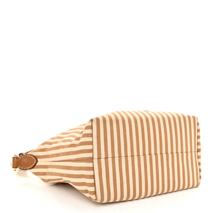 Miu Miu Cotton Linen Calfskin Striped Mini Spirit Cire Bag Tan Caramel 4 of 10