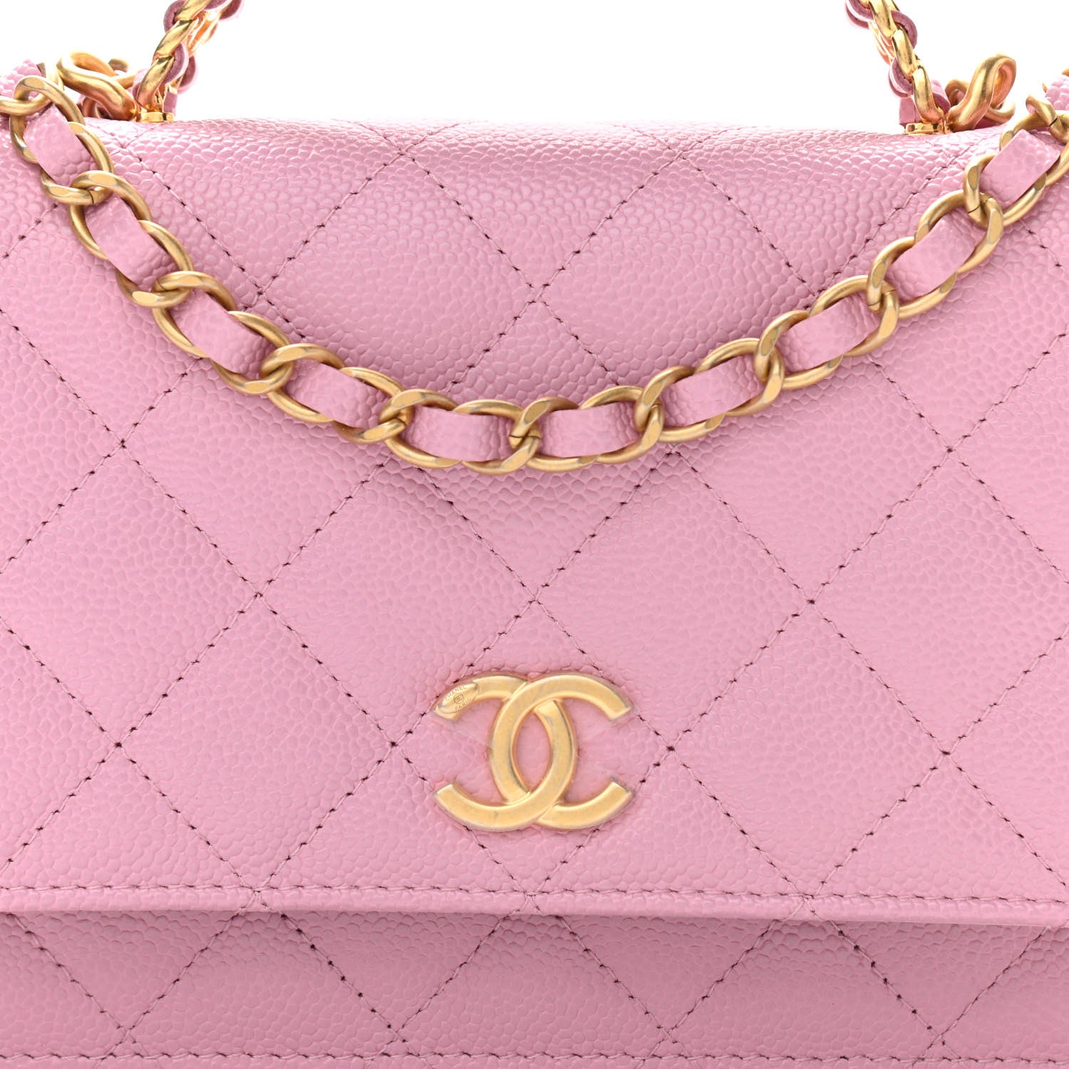 Chanel Shiny Caviar Quilted Pick Me Up Wallet On Chain WOC Pink 11 of 12