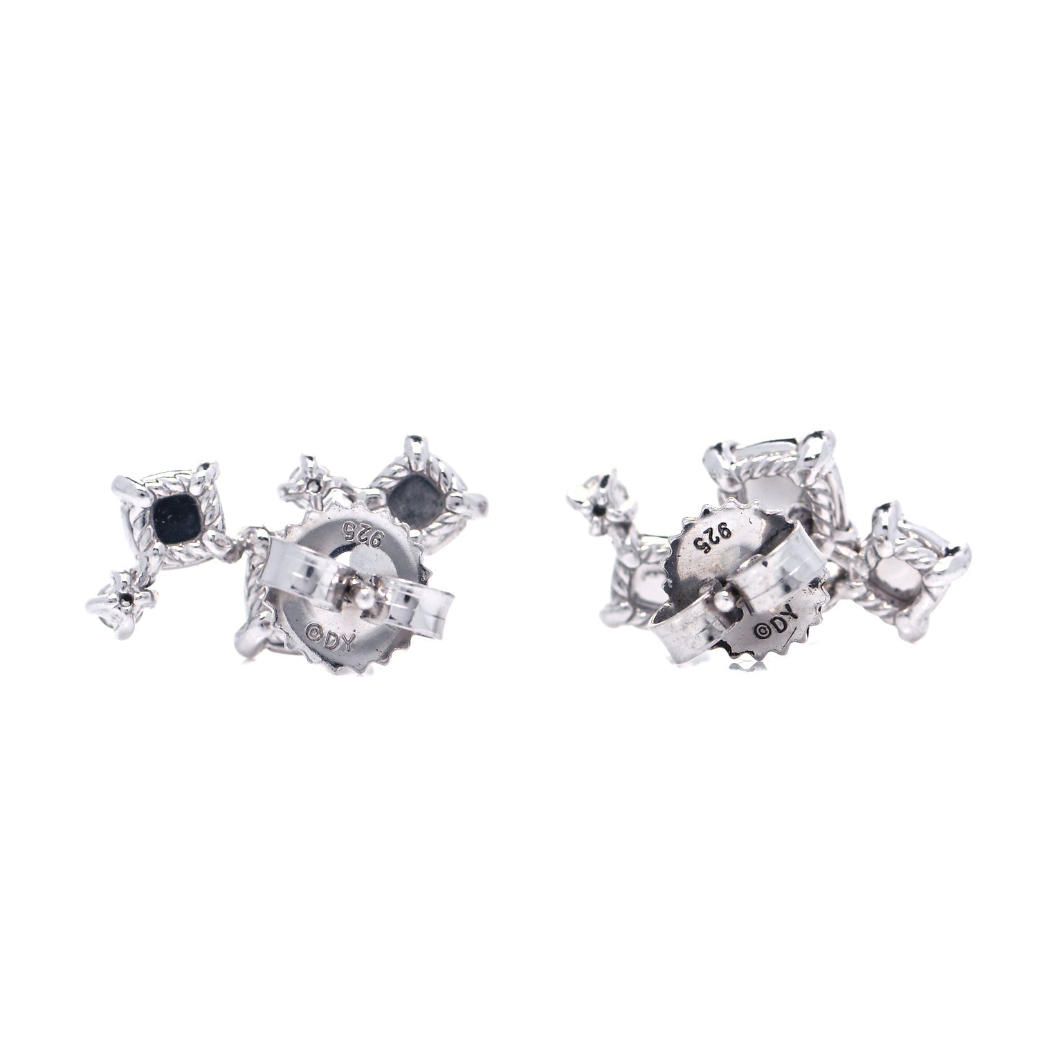 David Yurman 18K White Gold Diamond Precious Chatelaine Climber Earrings 3 of 5