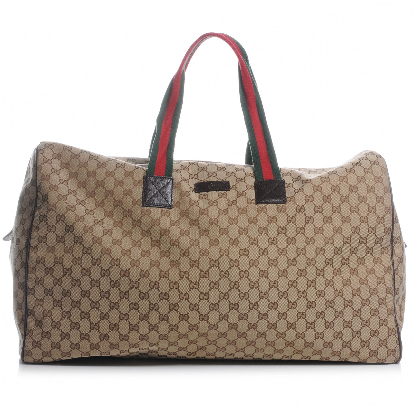 GG Monogram Web Large Collapsible Carry On Duffle Beige Brown