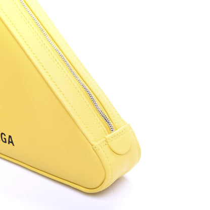 Balenciaga Shiny Day Calfskin Logo M Triangle Pouch Jaune Black 7 of 8