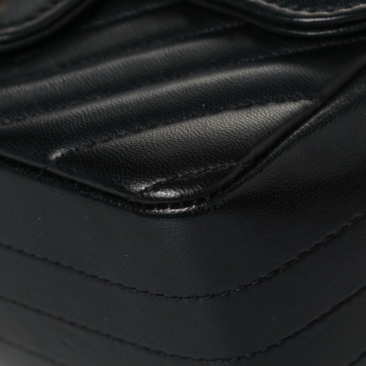 Lambskin Chevron Quilted Mini Square Flap Black