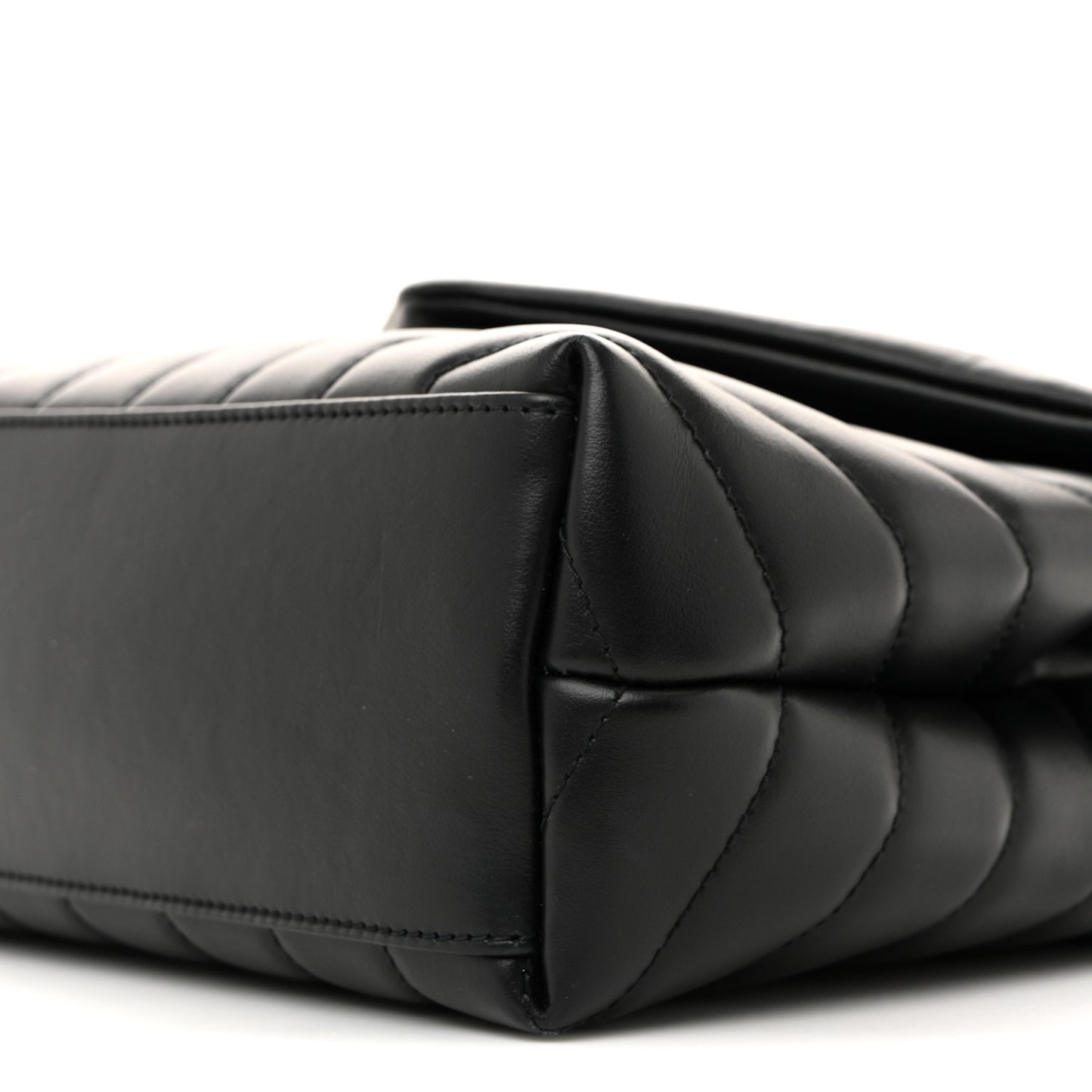 Calfskin Y Quilted Monogram Small Loulou Chain Satchel Black