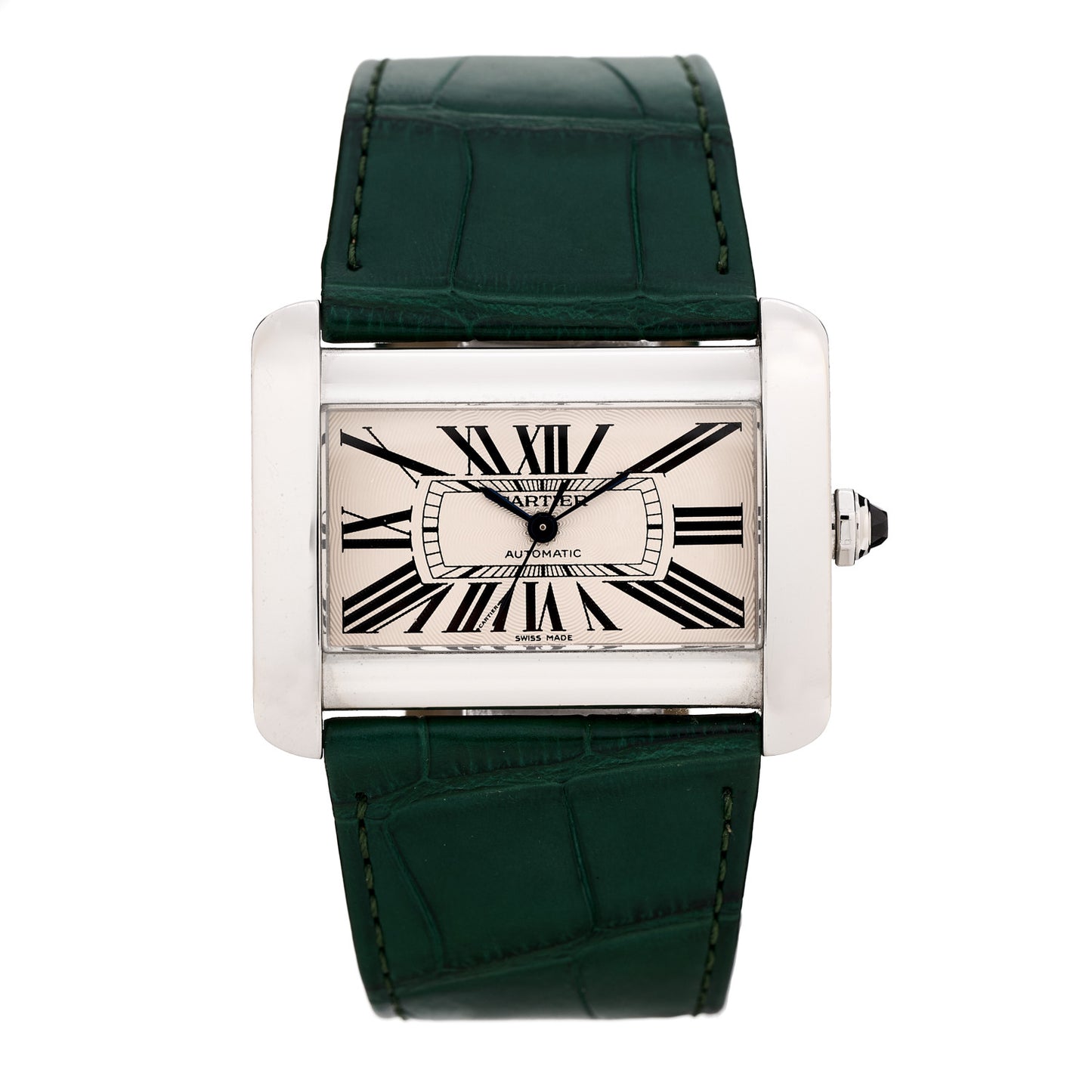 Stainless Steel Alligator 38mm Tank Divan Automatic Watch Green