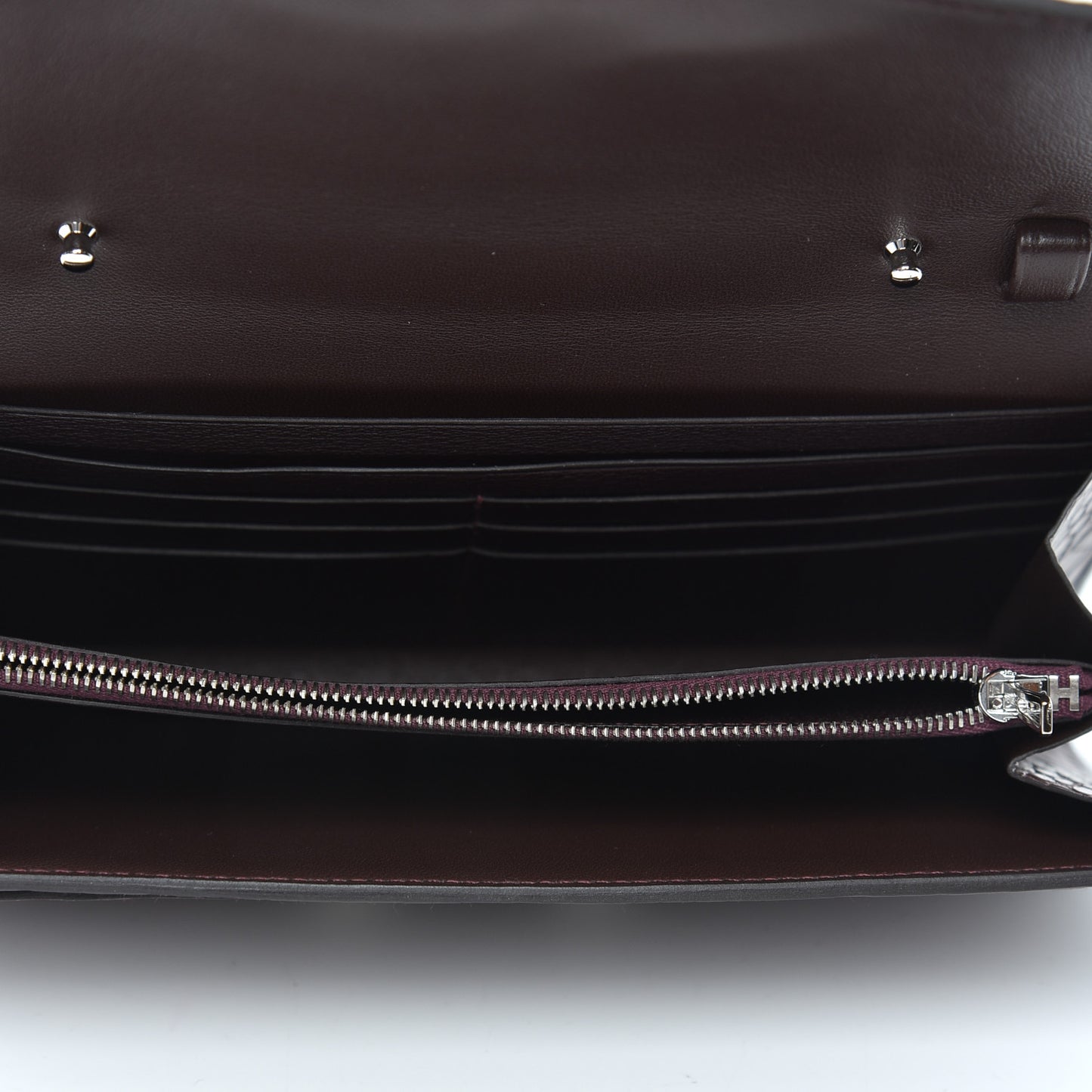Matte Alligator Constance Long Wallet To Go Bordeaux