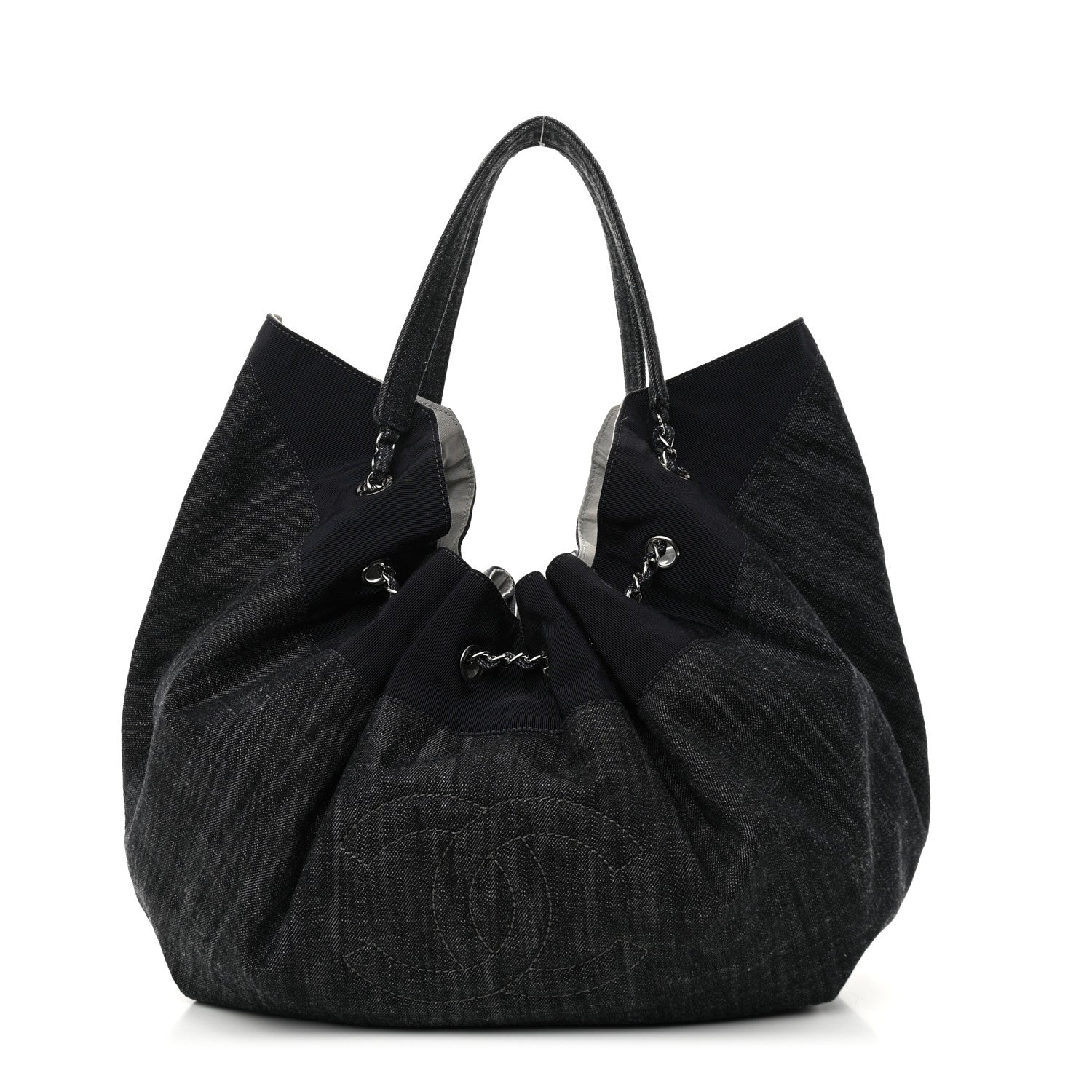 Chanel Denim Stretch Large CC Spirit Cabas Tote Blue 1 of 14