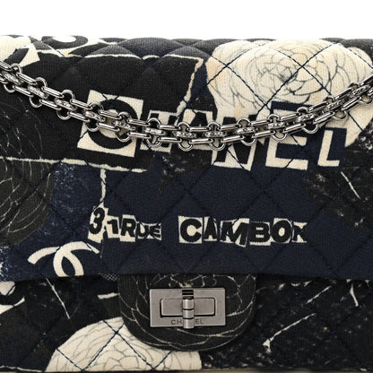 Chanel Jersey Quilted Camellia 2.55 Reissue 225 Flap Navy Blue 8 of 13