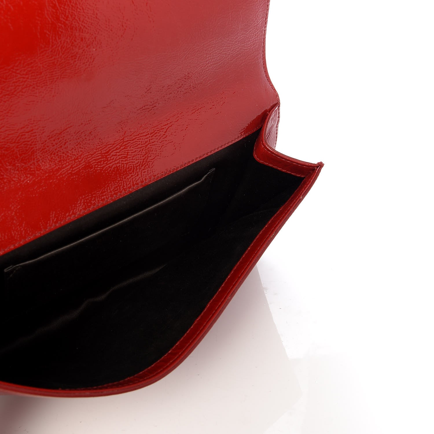 Saint Laurent Textured Patent Monogram Large Belle De Jour Clutch Red 5 of 7