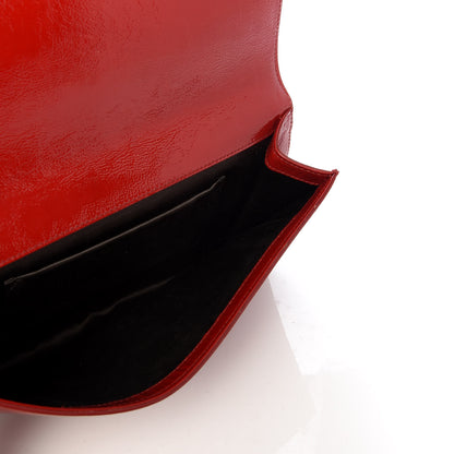 Saint Laurent Textured Patent Monogram Large Belle De Jour Clutch Red 5 of 7
