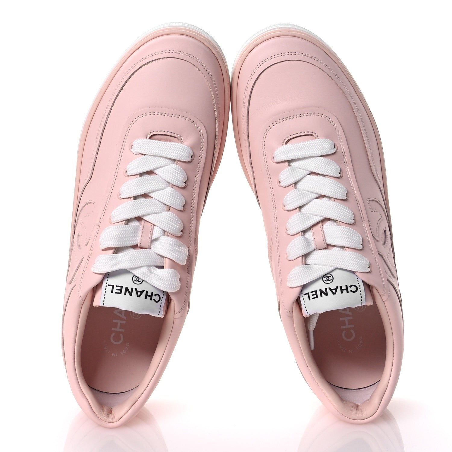 Chanel Calfskin CC Womens Sneakers 41 Light Pink 2 of 9