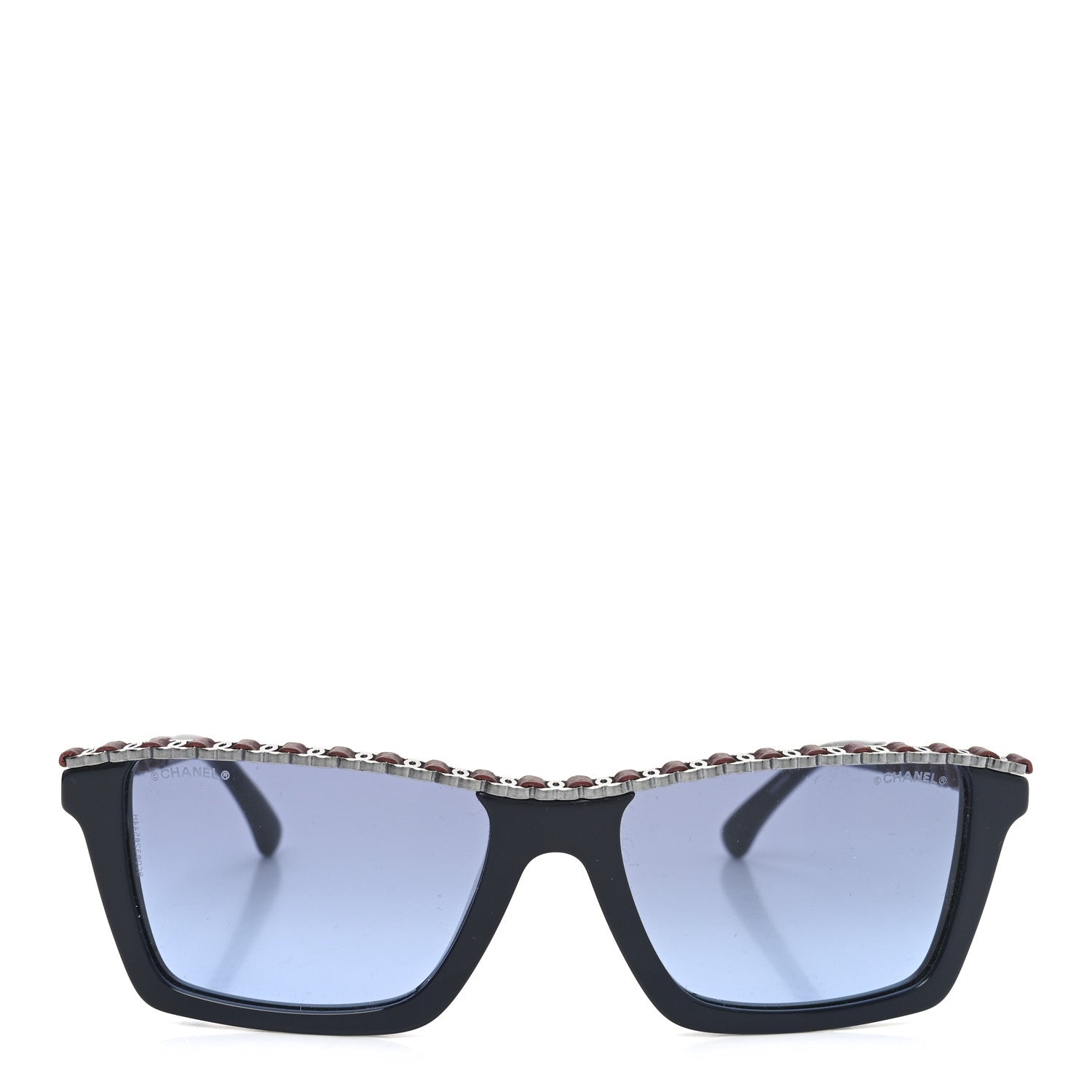 Chanel Acetate Metal Calfskin CC Square Sunglasses 5548-Q-A Black Burgundy 2 of 7