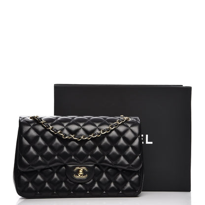 Chanel Lambskin Quilted Jumbo Double Flap Black 8 of 13